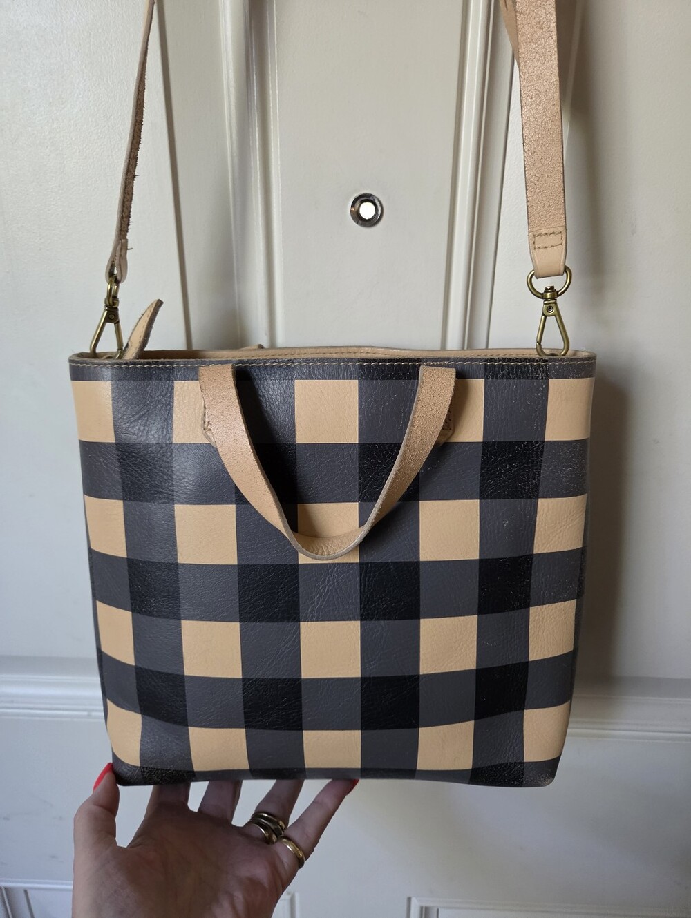 MADEWELL• Blue &Tan Gingham Distressed Look Crossbody Bag 💙